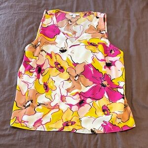 Nine West Pink and Yellow Floral Blouse